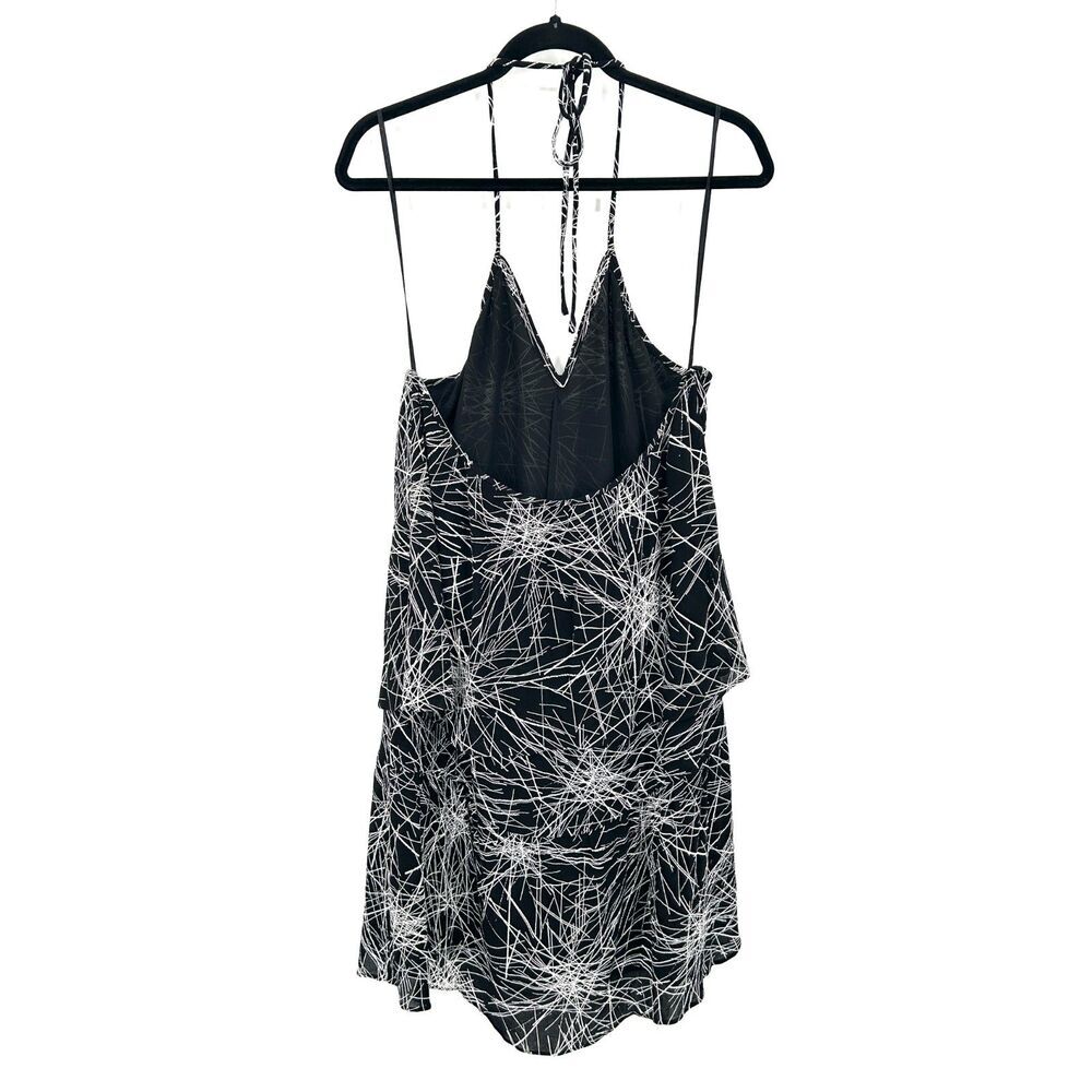 DIANE VON FURSTENBERG Black White Tiered Light Halter Mini Shift Dress Medium - Picture 5 of 9